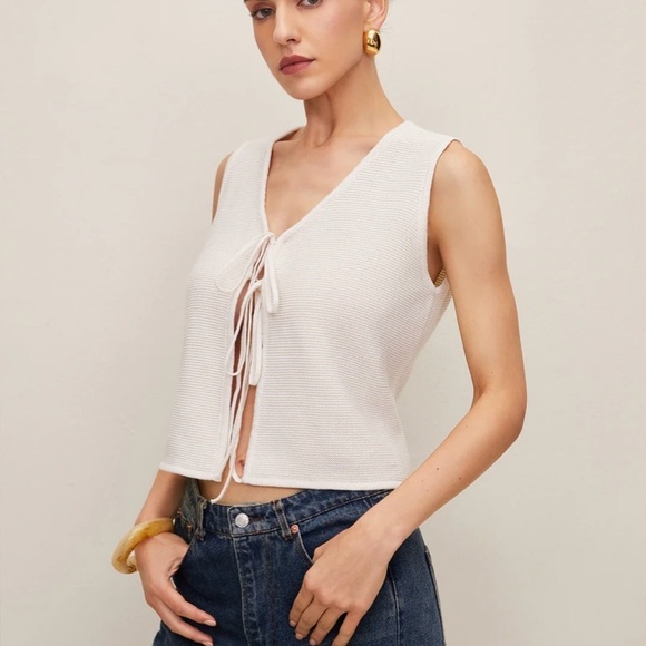 Commense Plain Crochet Split Vest - Picture 2 of 5